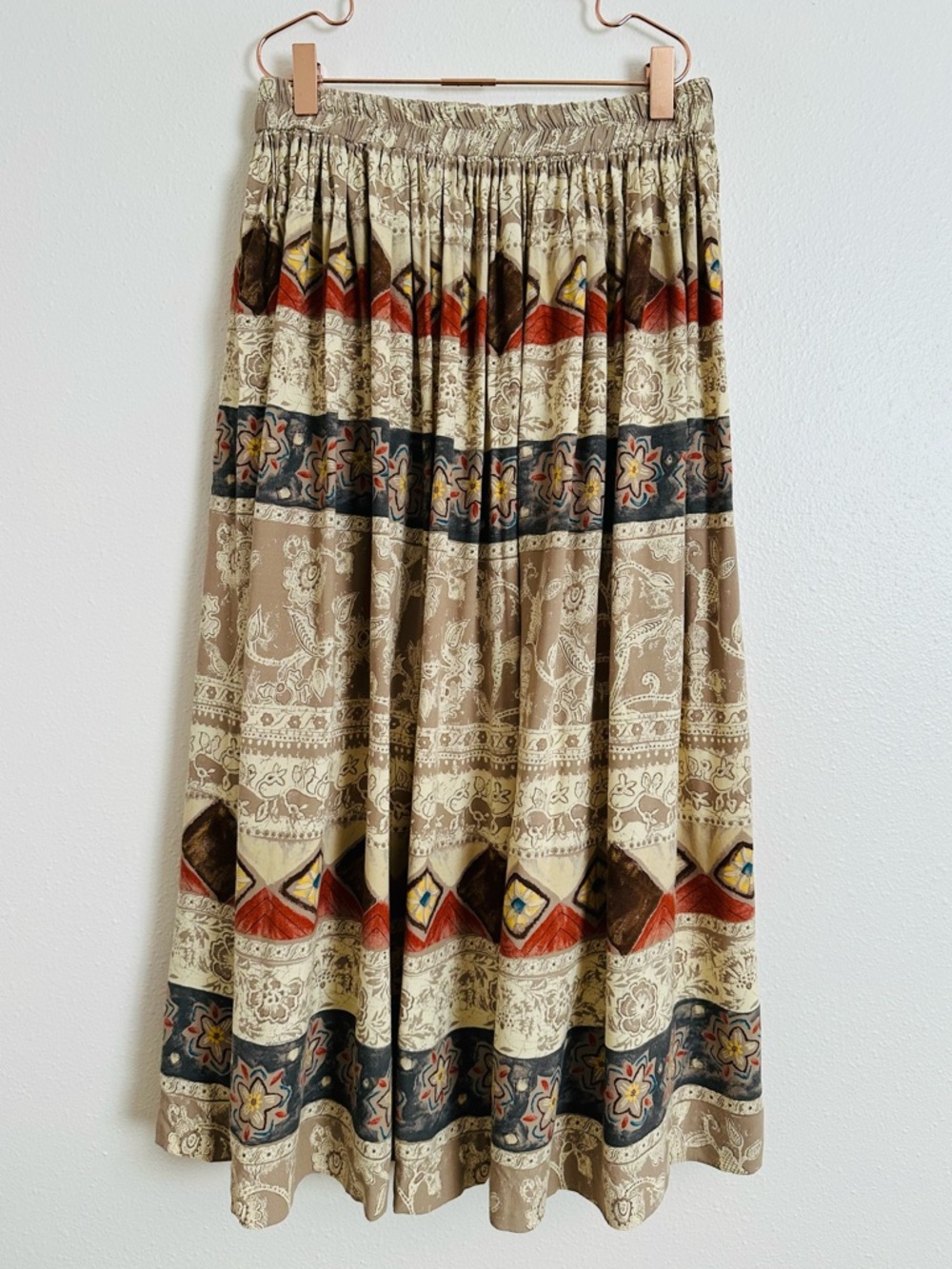 Vintage Coldwater Creek Rayon Skirt Petite Tribal Boho Aztec Pattern Made in USA - Picture 6 of 11